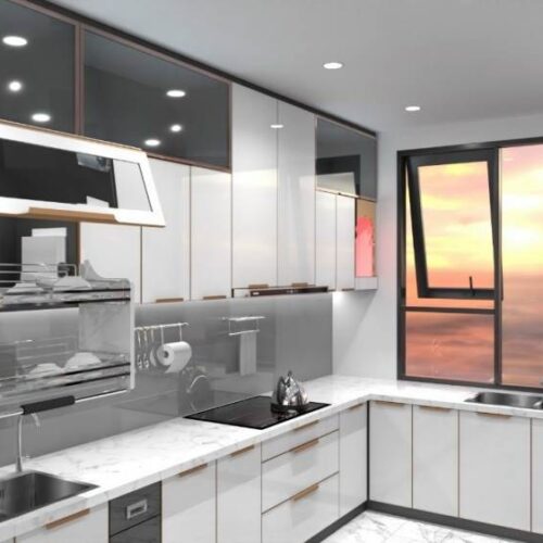 Tủ Bếp Nhôm Trắng Sứ