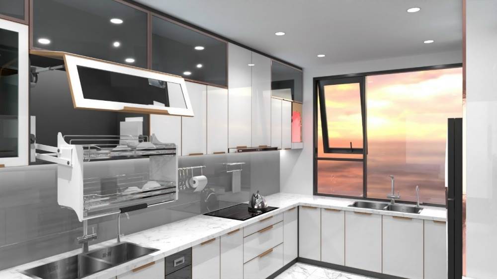 Tủ Bếp Nhôm Trắng Sứ