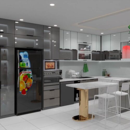 Tủ Bếp Nhôm Sơn Tĩnh Điện