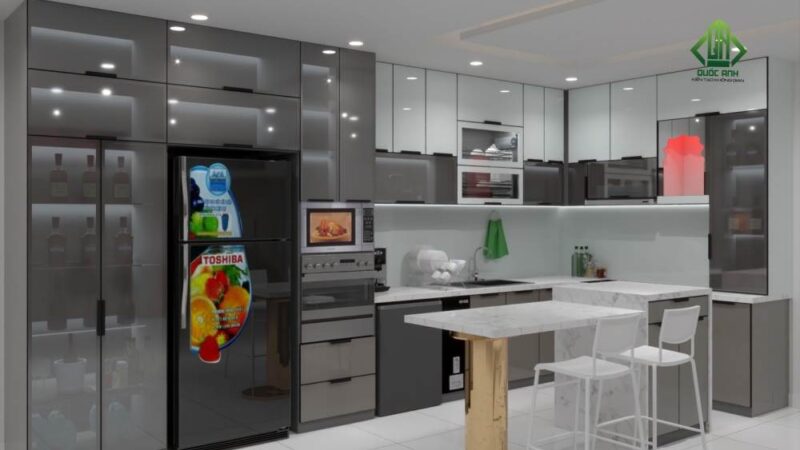 Tủ Bếp Nhôm Sơn Tĩnh Điện