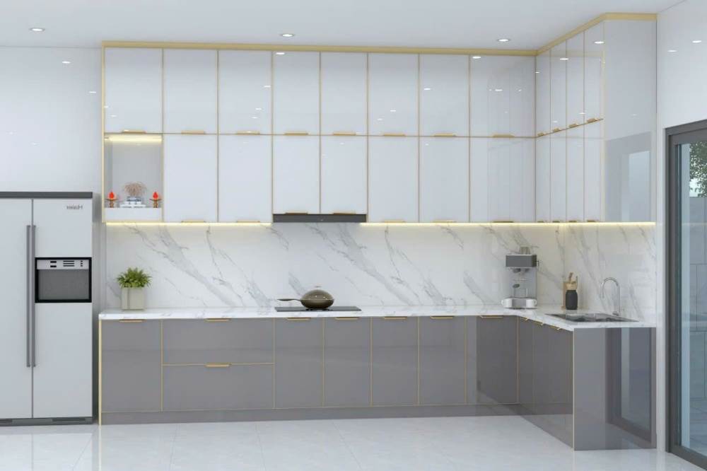 Tủ Bếp Nhôm Kính Sơn Tĩnh Điện