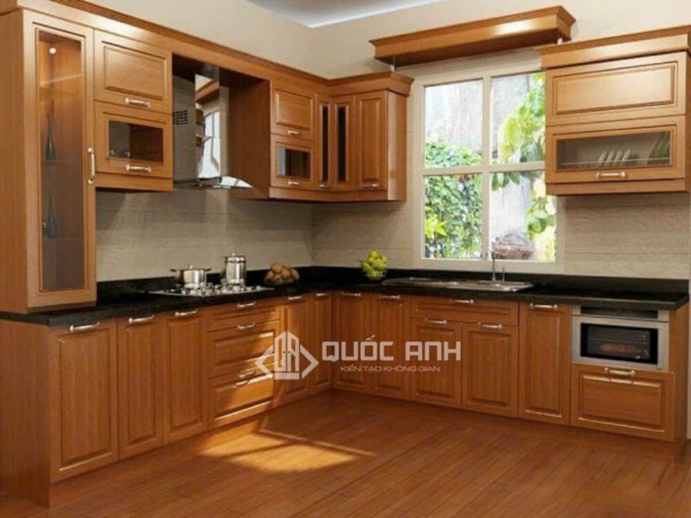 Tủ Bếp Nhôm Vân Gỗ Gold Door 