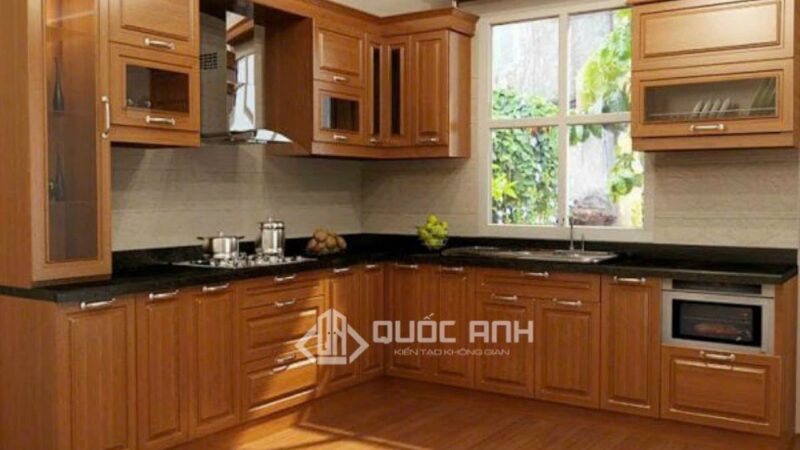 Tủ Bếp Nhôm Vân Gỗ Gold Door 