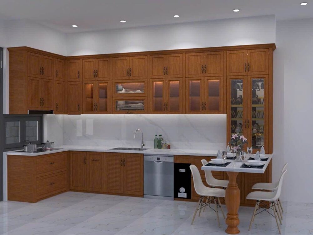 Tủ Bếp Nhôm Vân Gỗ Gold Door 