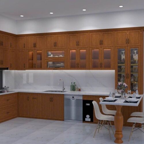 Tủ Bếp Nhôm Vân Gỗ Gold Door 