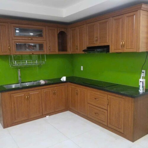 Tủ Bếp Nhôm Vân Gỗ Grando