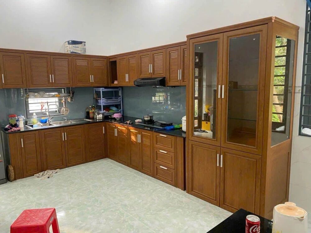 Tủ Bếp Nhôm Vân Gỗ Grando