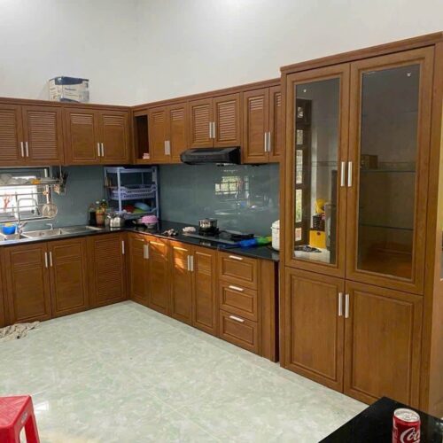 Tủ Bếp Nhôm Vân Gỗ Grando