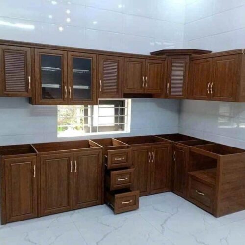 Tủ Bếp Nhôm Vân Gỗ Grando