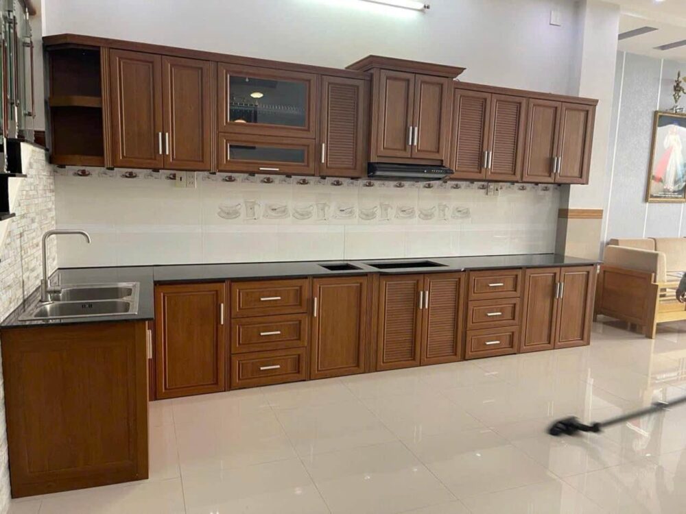 Tủ Bếp Nhôm Vân Gỗ Grando