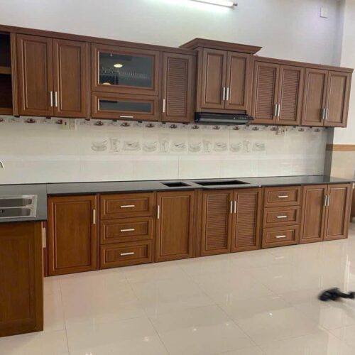 Tủ Bếp Nhôm Vân Gỗ Grando