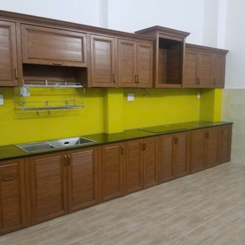 Tủ Bếp Nhôm Vân Gỗ Grando