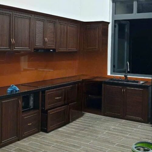 Tủ Bếp Nhôm Vân Gỗ Grando
