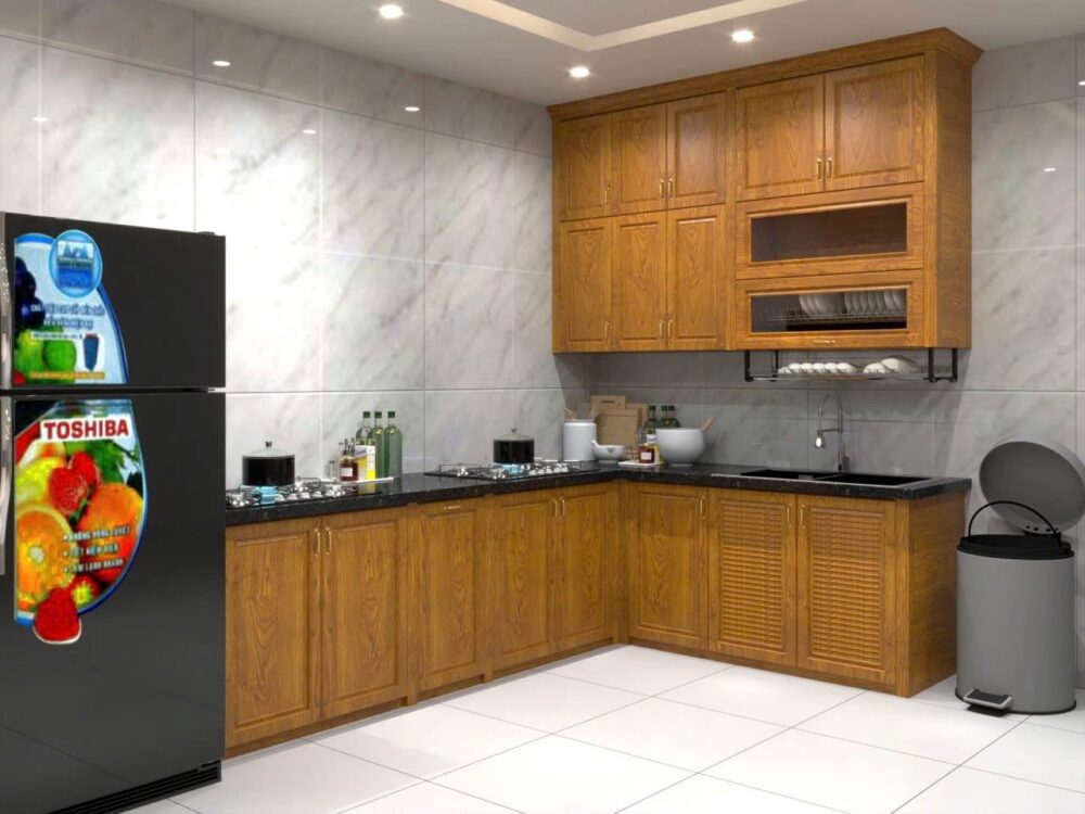Tủ Bếp Nhôm Vân Gỗ Grando