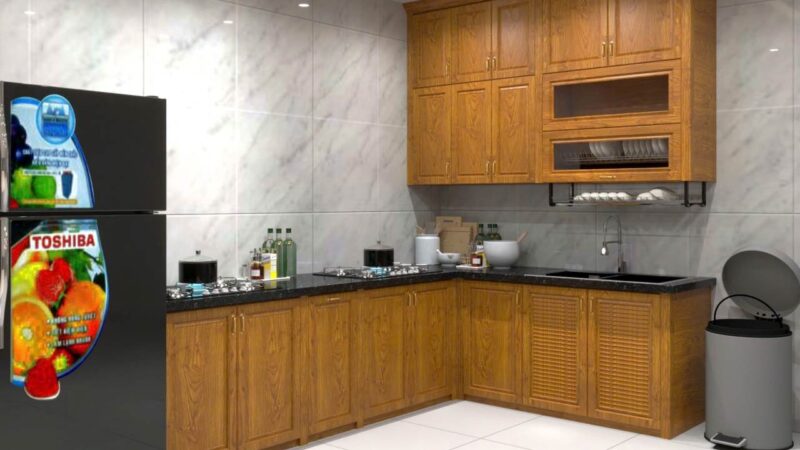 Tủ Bếp Nhôm Vân Gỗ Grando