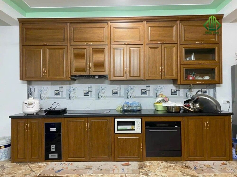 Tủ Bếp Nhôm Vân Gỗ Grando
