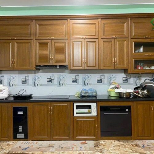 Tủ Bếp Nhôm Vân Gỗ Grando