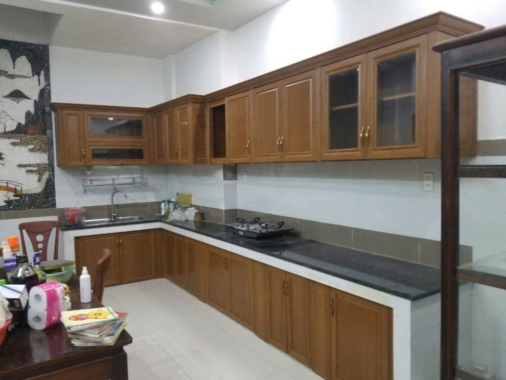Tủ Bếp Nhôm Vân Gỗ Queen Việt