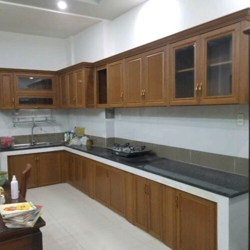 Tủ Bếp Nhôm Vân Gỗ Queen Việt