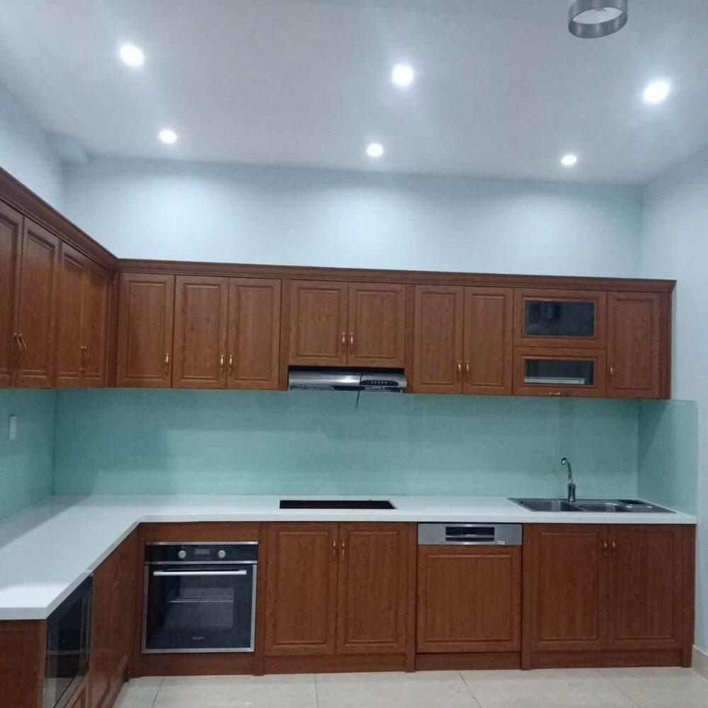 Tủ Bếp Nhôm Vân Gỗ Queen Việt