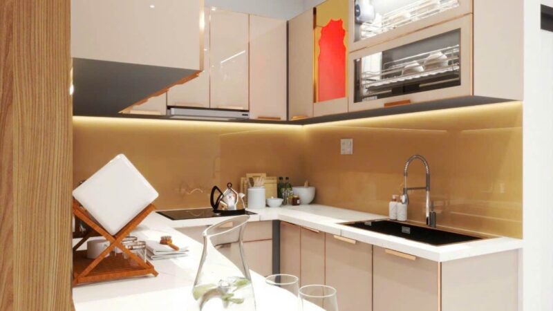 Tủ Bếp Inox Cánh Kính