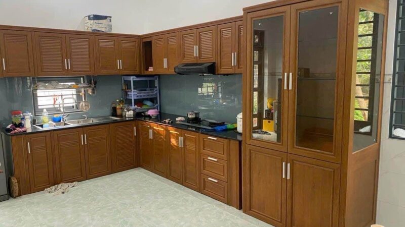 Tủ Bếp Nhôm Vân Gỗ