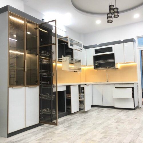 Tủ Bếp Nhôm Kính Sơn Tĩnh Điện