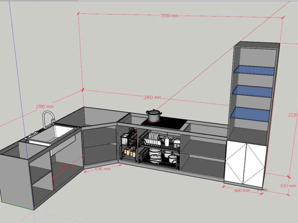 Tủ Bếp Góc Bát Giác