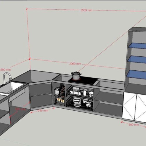 Tủ Bếp Góc Bát Giác