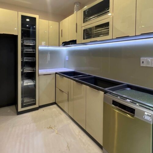 Tủ Bếp Nhôm Lá Ghép 