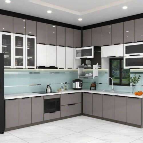 Tủ Bếp Nhôm Lá Ghép 