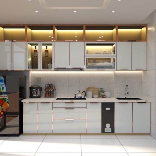 Tủ Bếp Nhôm Lá Ghép 