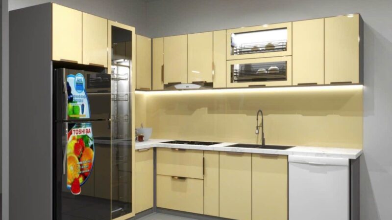 Tủ Bếp Nhôm Lá Ghép 