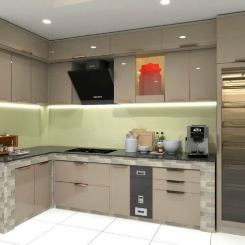 Tủ Bếp Nhôm Cánh Kính