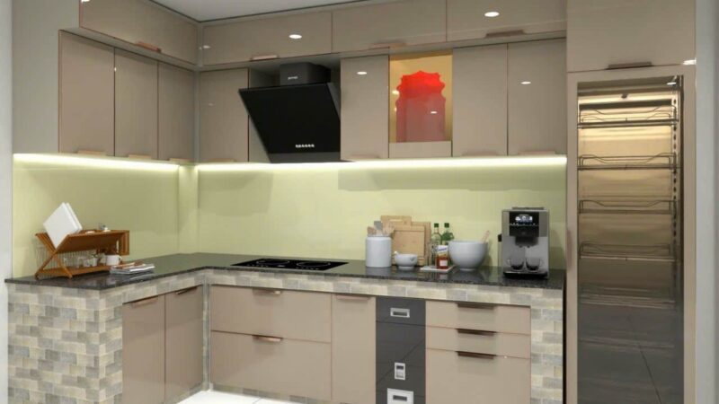 Tủ Bếp Nhôm Cánh Kính