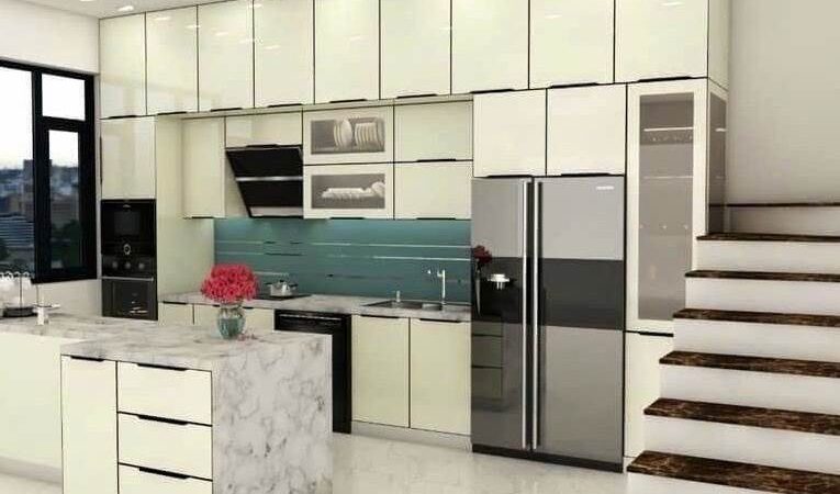 Tủ Bếp Nhôm Kính Sơn Tĩnh Điện