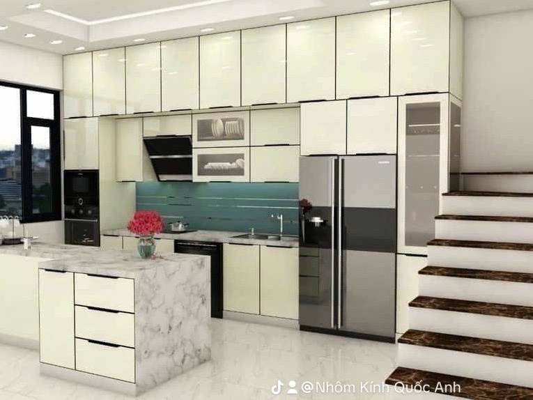 Tủ Bếp Nhôm Kính Sơn Tĩnh Điện